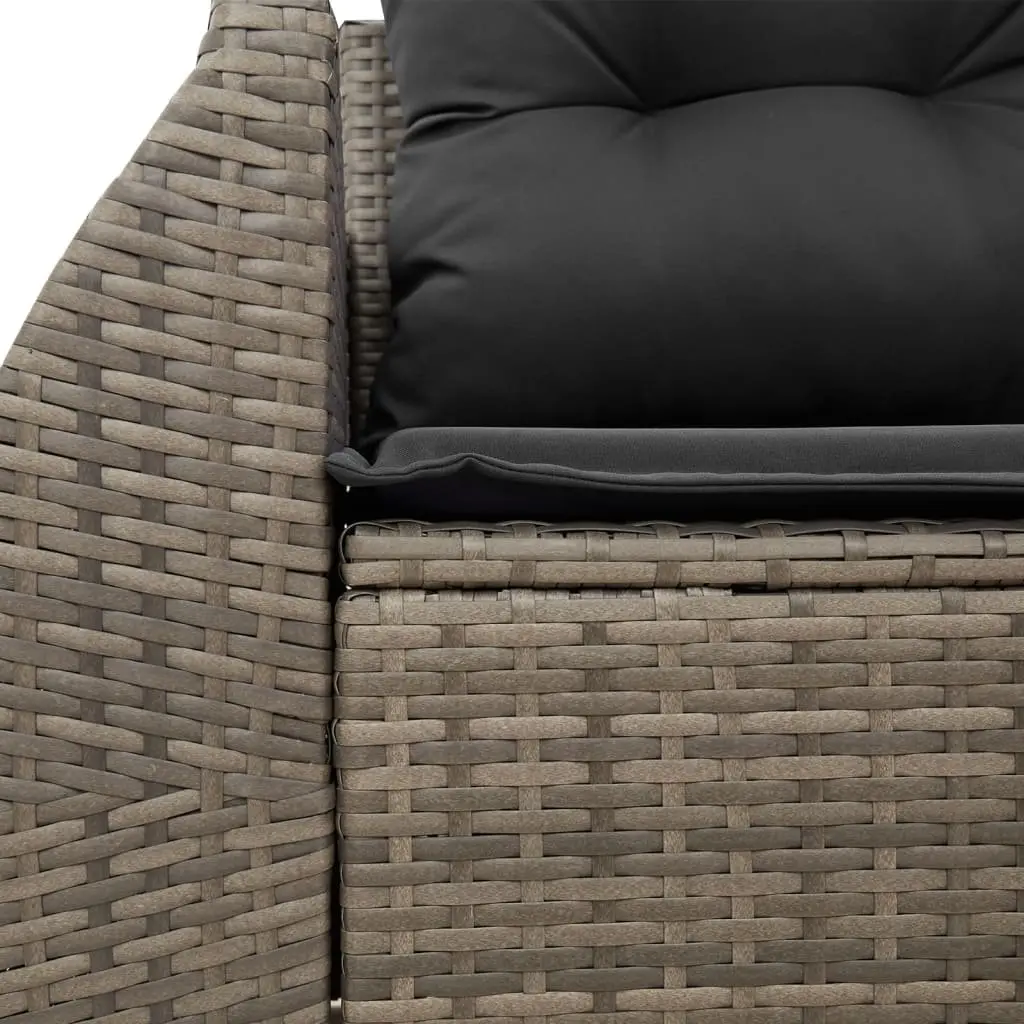 2-Seater Garden Sofa PE Rattan Grey Outdoor Furniture with Cushions