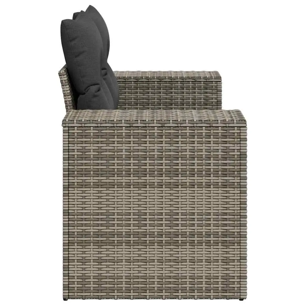 2-Seater Garden Sofa PE Rattan with Cushions Grey Outdoor Furniture