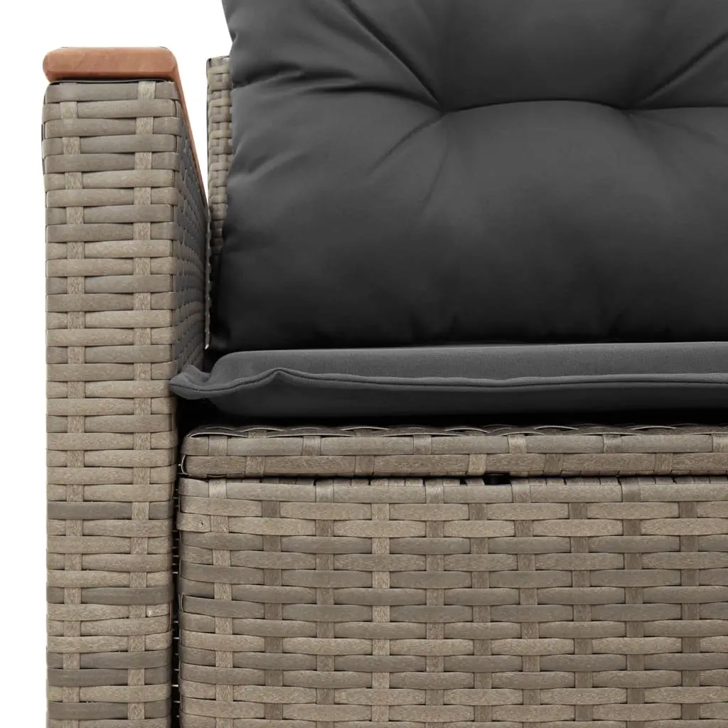 2-Seater Garden Sofa Grey Poly Rattan Outdoor Furniture with Cushions Side Table
