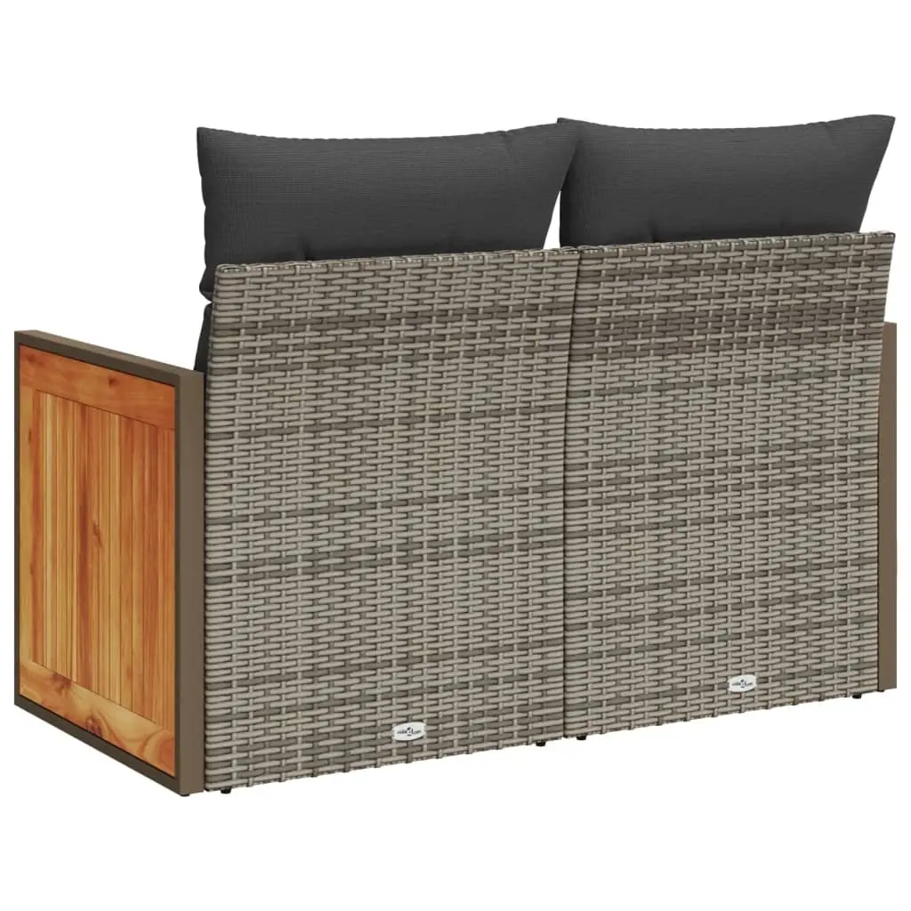 2-Seater Outdoor Garden Sofa with Cushions Grey Poly Rattan Patio Furniture