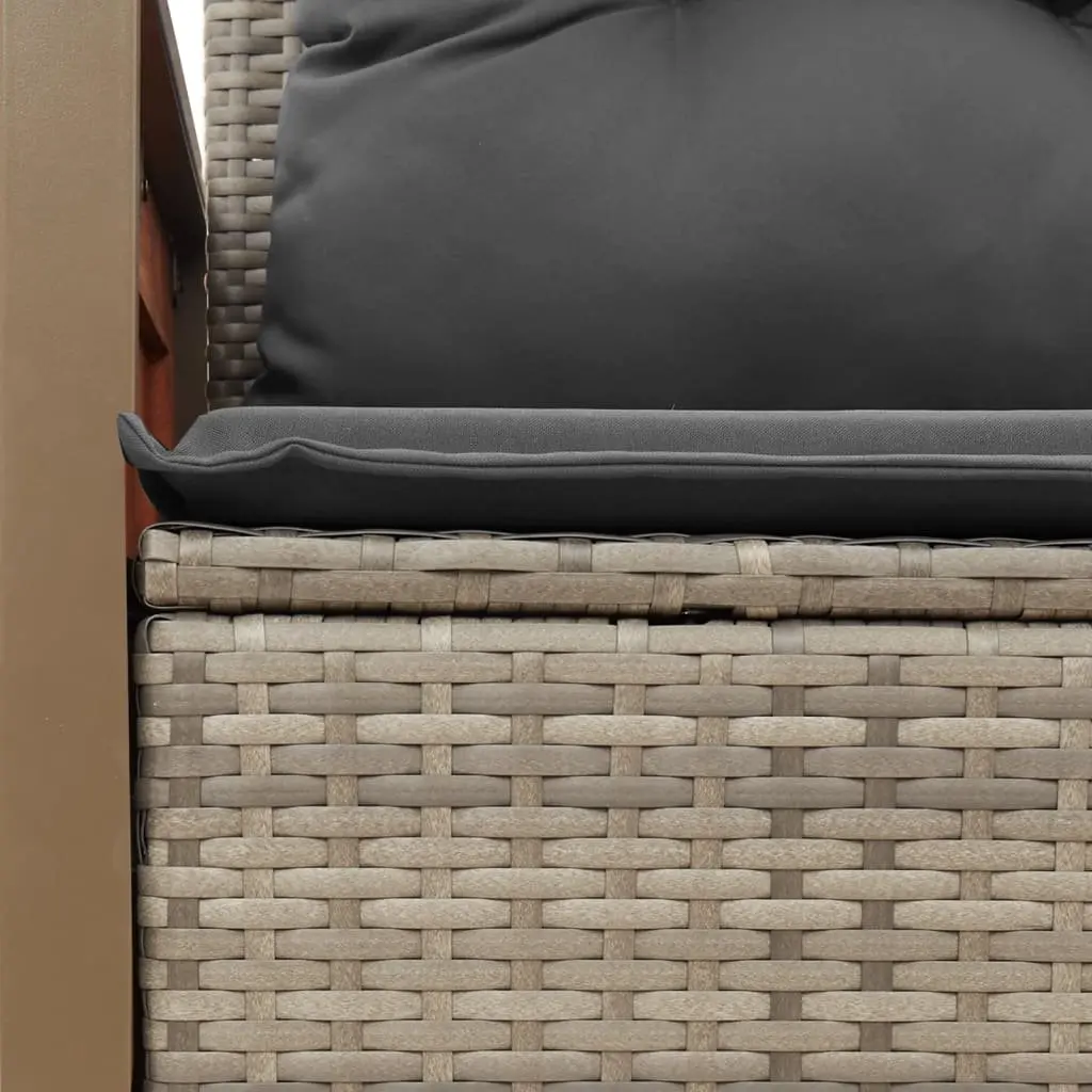 2-Seater Outdoor Garden Sofa with Cushions Grey Poly Rattan Patio Furniture