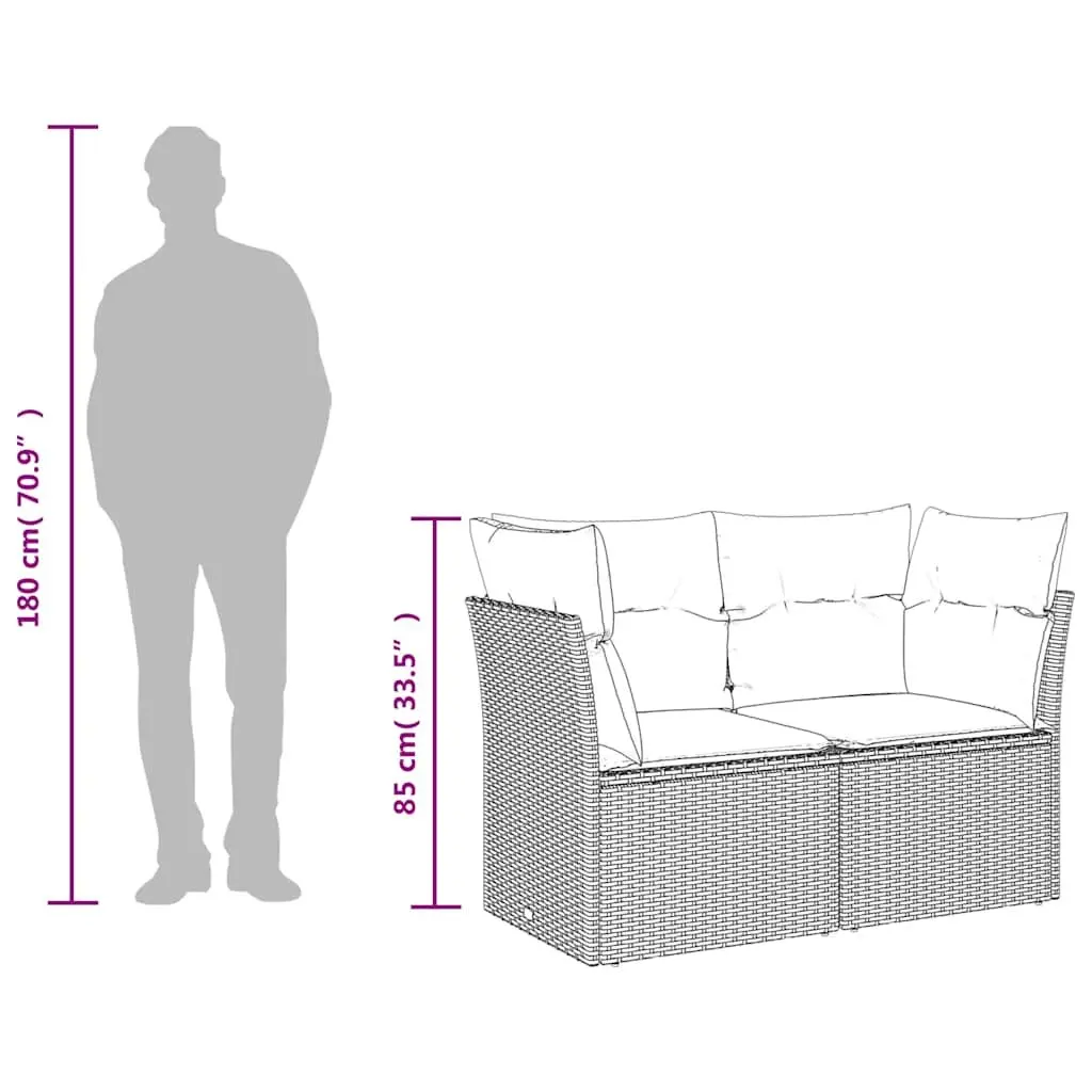 2-Seater Garden Sofa with Cushions Storage Grey Outdoor Poly Rattan Seating