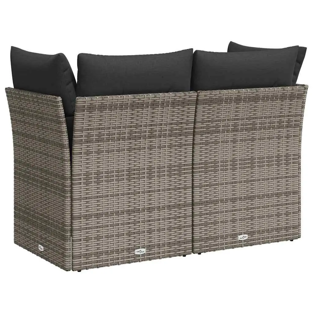 2-Seater Garden Sofa with Cushions Storage Grey Outdoor Poly Rattan Seating