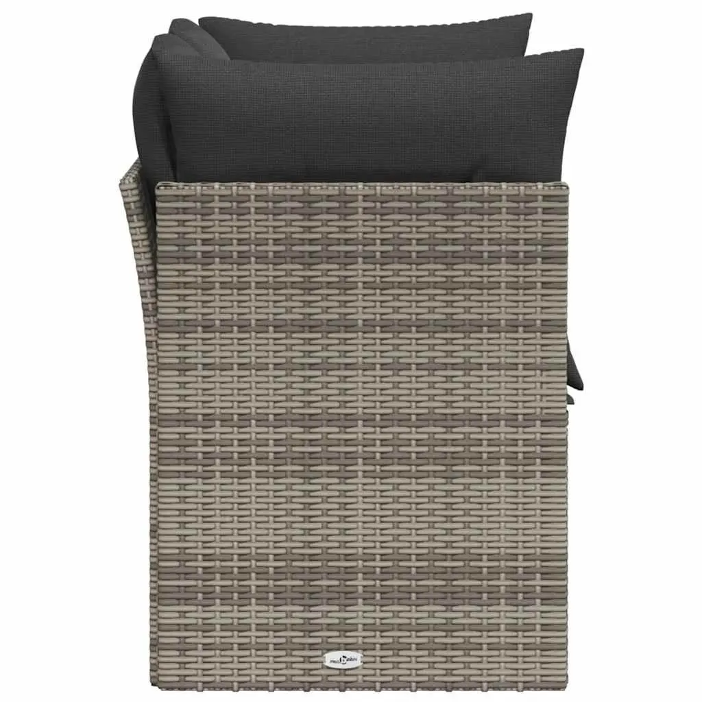 2-Seater Garden Sofa with Cushions Storage Grey Outdoor Poly Rattan Seating