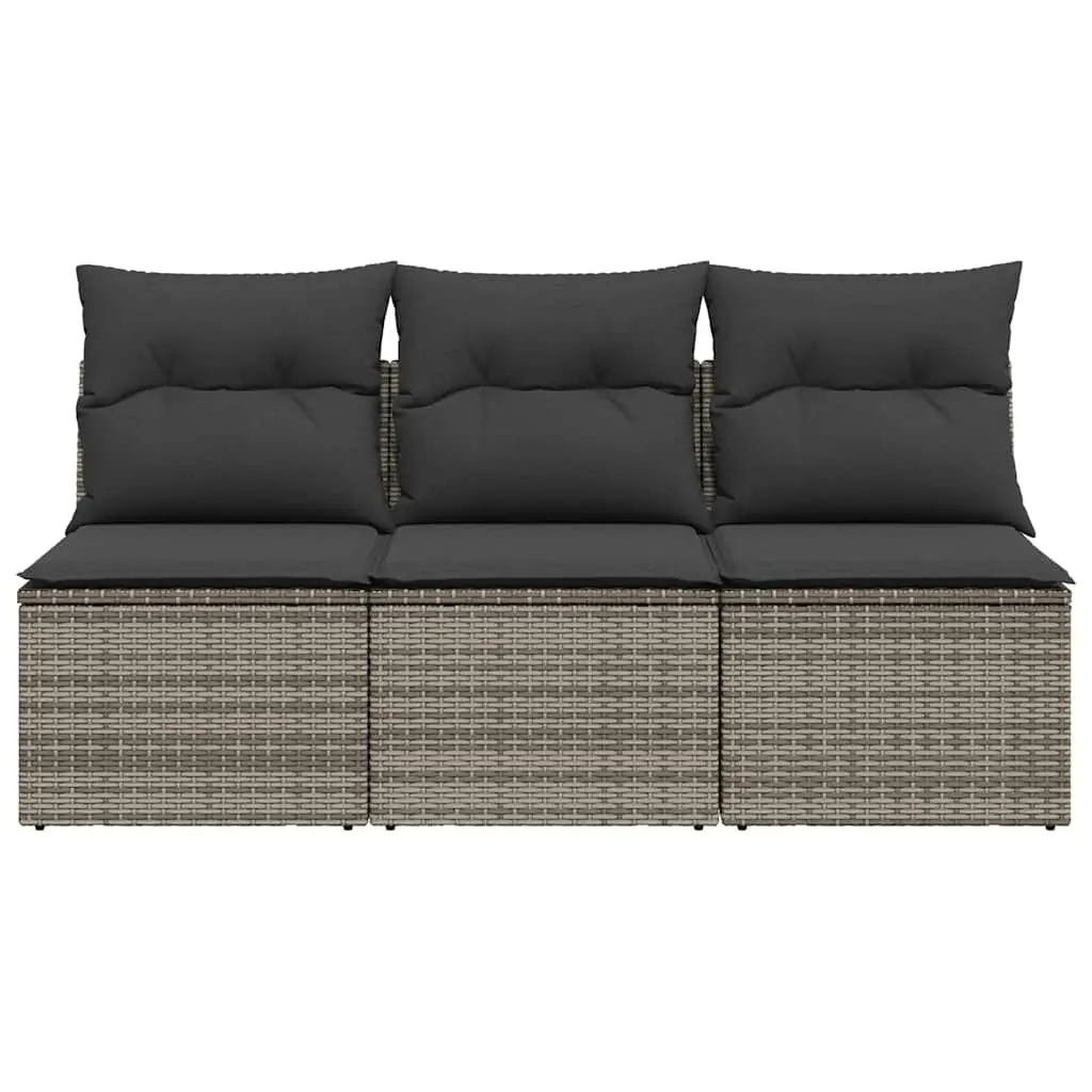 3-Seater Garden Sofa with Storage Cushions Outdoor Patio Furniture Grey