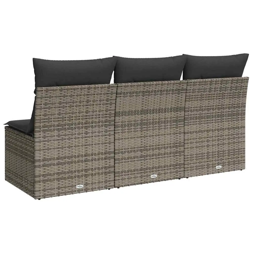 3-Seater Garden Sofa with Storage Cushions Outdoor Patio Furniture Grey