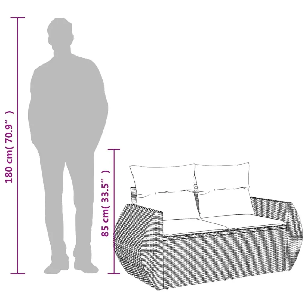 2-Seater Garden Sofa with Cushions Storage Grey Outdoor Patio Furniture Set