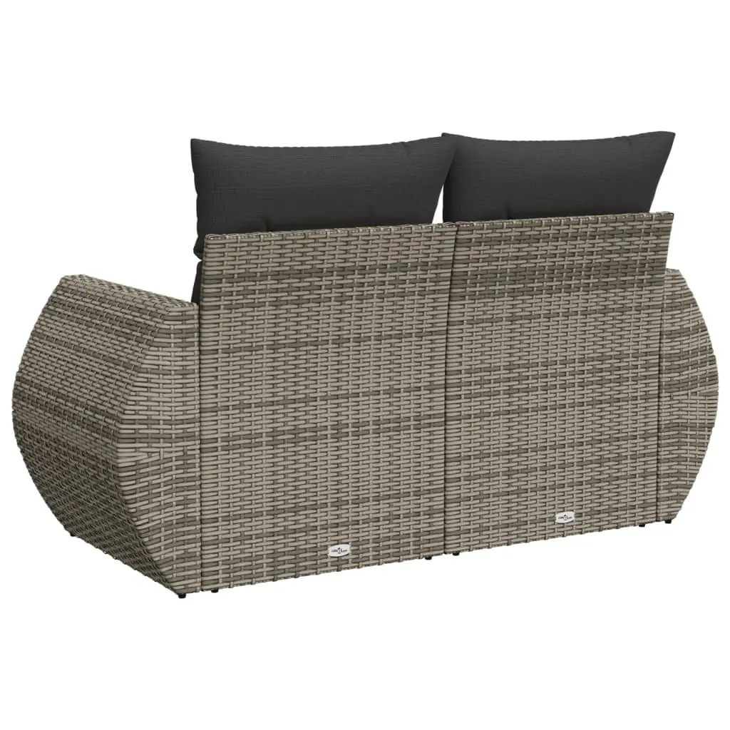 2-Seater Garden Sofa with Cushions Storage Grey Outdoor Patio Furniture Set