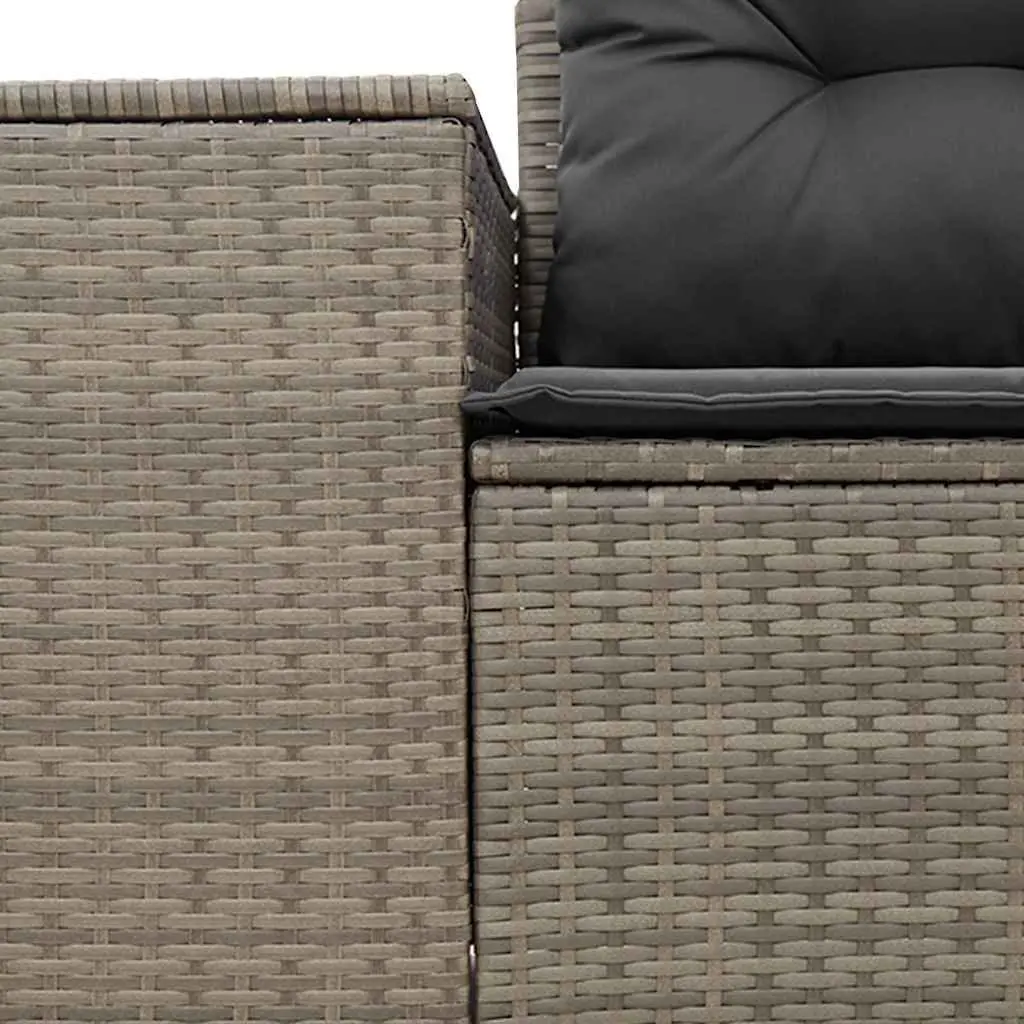 2-Seater Garden Sofa with Cushions Storage Grey PE Rattan Outdoor Patio Furniture