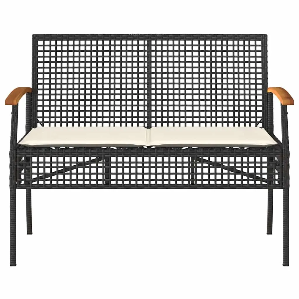 4 Piece Outdoor Garden Lounge Set Black Poly Rattan Patio Furniture with