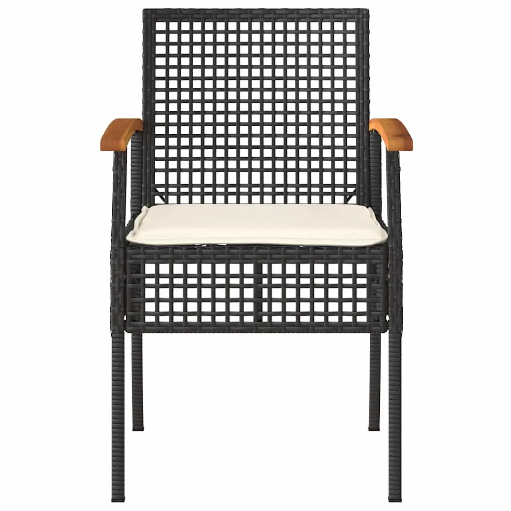 4 Piece Outdoor Garden Lounge Set Black Poly Rattan Patio Furniture with