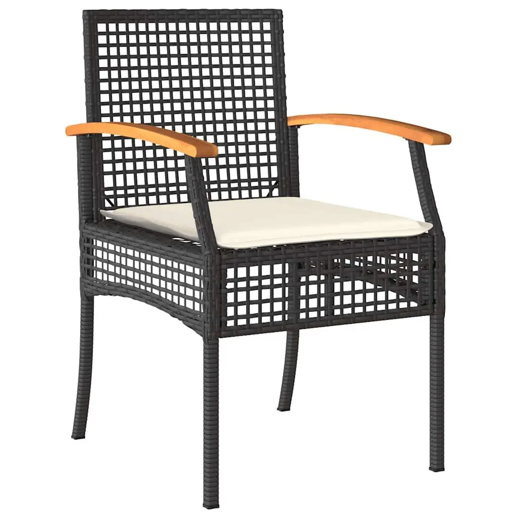 4 Piece Outdoor Garden Lounge Set Black Poly Rattan Patio Furniture with