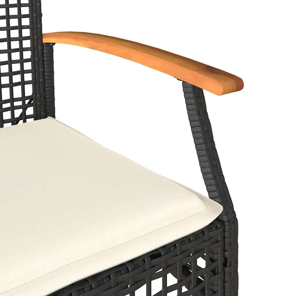 4 Piece Outdoor Garden Lounge Set Black Poly Rattan Patio Furniture with