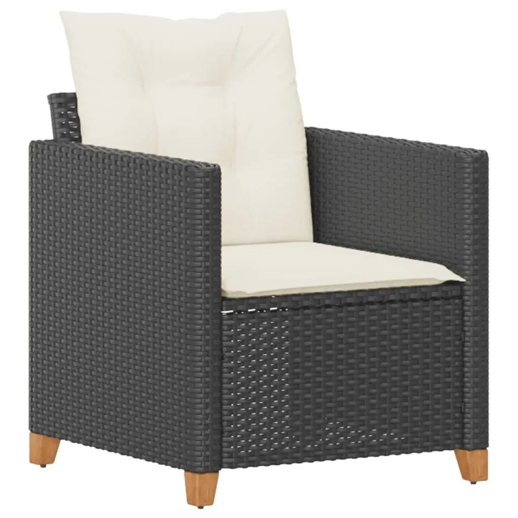 Garden Chair with Cushions Black Poly Rattan Outdoor Seating Furniture Patio