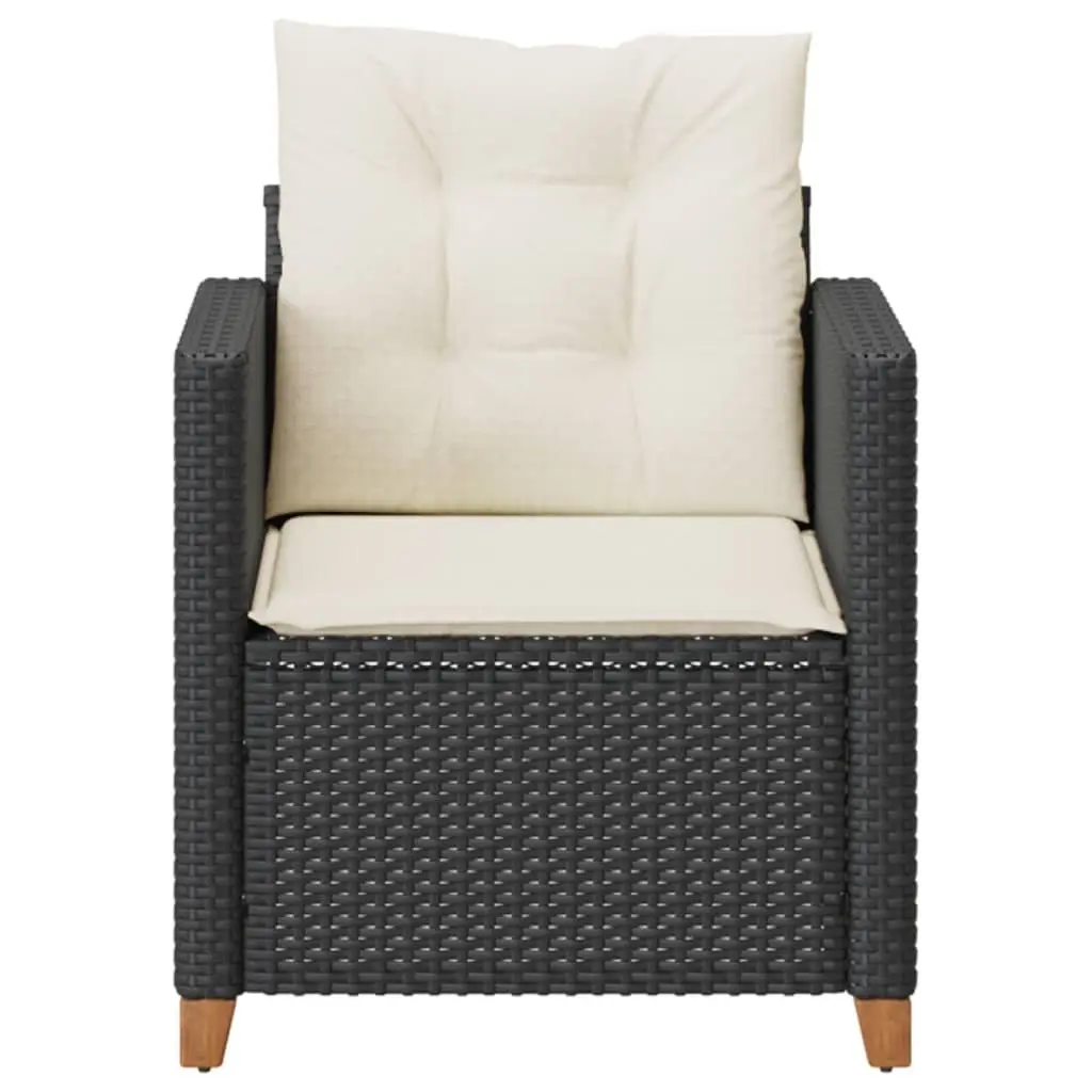 Garden Chair with Cushions Black Poly Rattan Outdoor Seating Furniture Patio