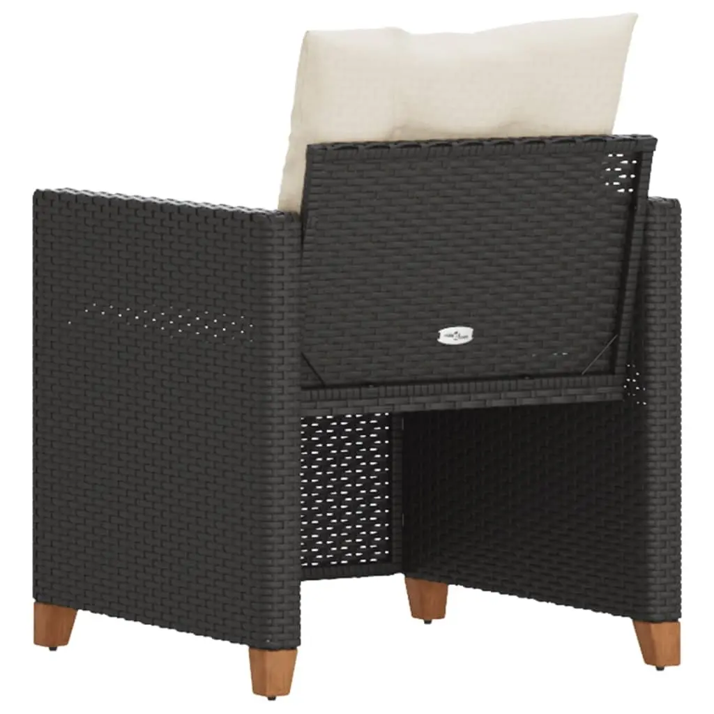 Garden Chair with Cushions Black Poly Rattan Outdoor Seating Furniture Patio