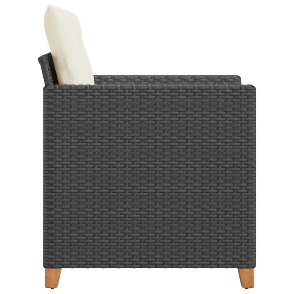 Garden Chair with Cushions Black Poly Rattan Outdoor Seating Furniture Patio