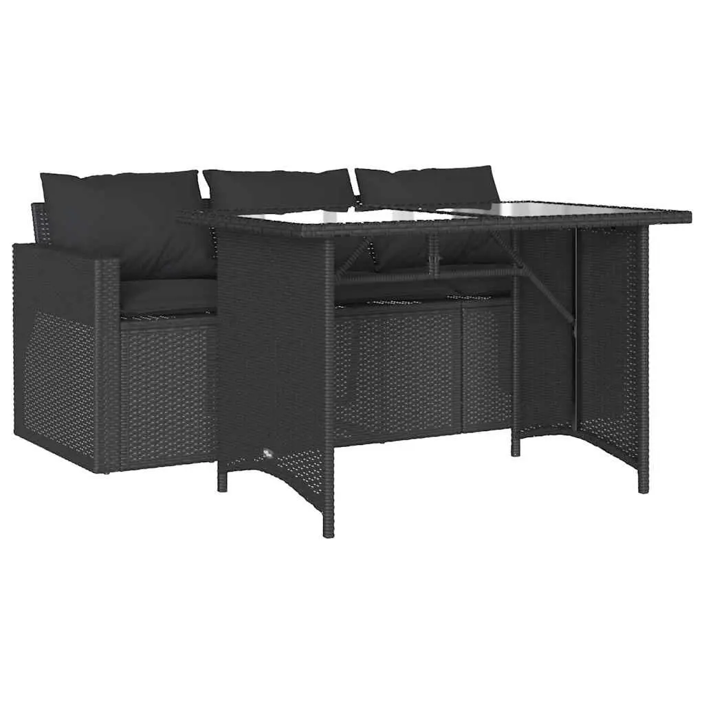 Outdoor Dining Set 2 Piece Garden Furniture Black Poly Rattan Table Chairs