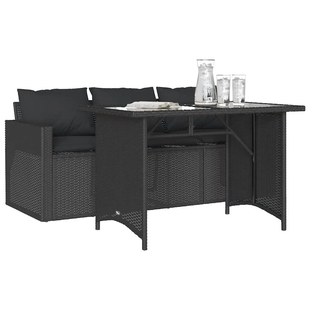 Outdoor Dining Set 2 Piece Garden Furniture Black Poly Rattan Table Chairs