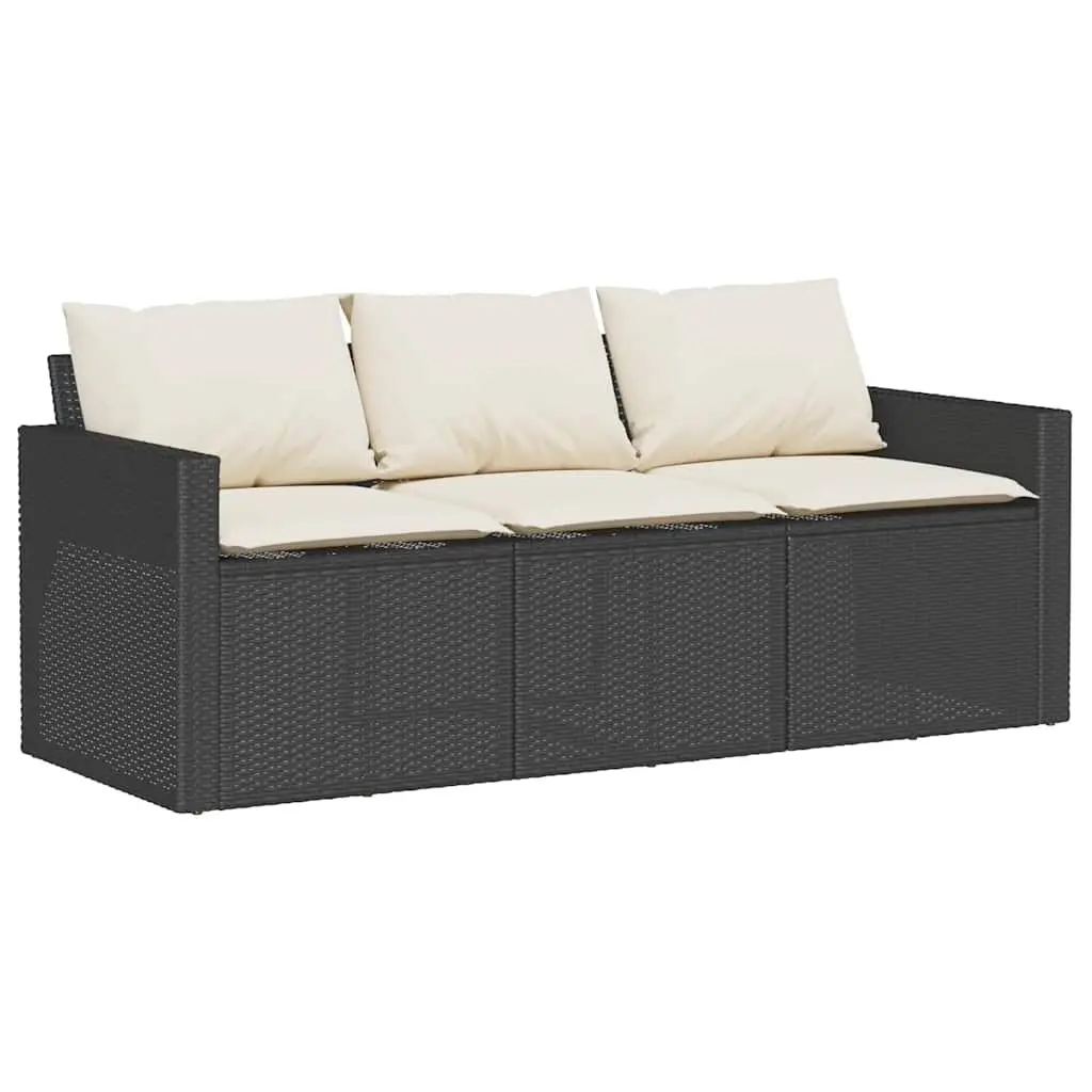 Garden Dining Set 2 Piece Outdoor Furniture Black Poly Rattan with Cushions