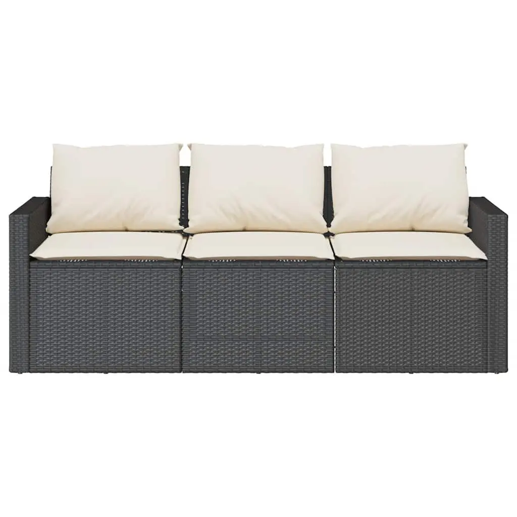 Garden Dining Set 2 Piece Outdoor Furniture Black Poly Rattan with Cushions