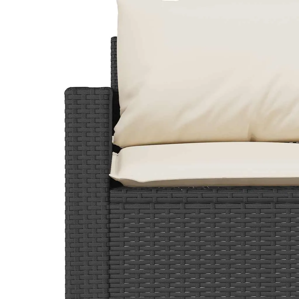 Garden Dining Set 2 Piece Outdoor Furniture Black Poly Rattan with Cushions