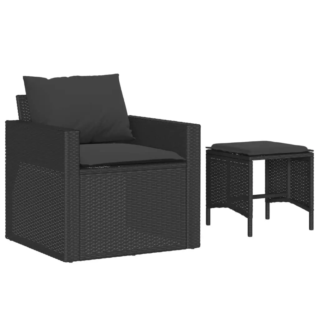 4 Piece Garden Sofa Set Outdoor Patio Furniture Black Poly Rattan Cushions