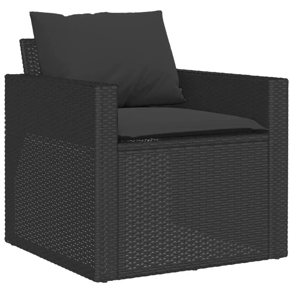 4 Piece Garden Sofa Set Outdoor Patio Furniture Black Poly Rattan Cushions