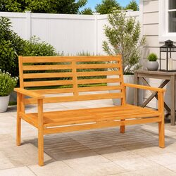Garden Sofa Bench 120cm Outdoor Seating Wooden Patio Lounge Chair Armrest