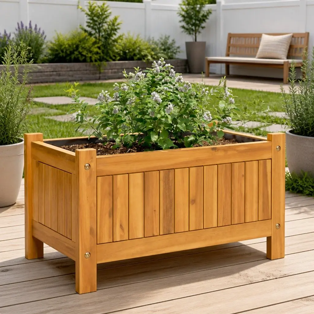 Wooden Garden Planter Box Raised Bed Outdoor Patio Balcony Decor Brown