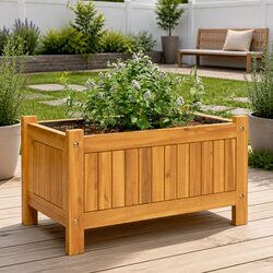 Garden Planter Wooden Box Container Raised Bed Outdoor Patio Balcony Decor Brown