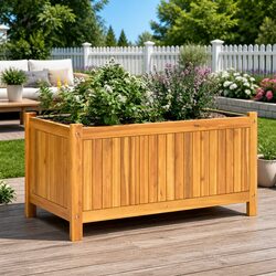 Wooden Garden Planter Box with Liner 80x42x40 cm Solid Wood Outdoor Flower Pot