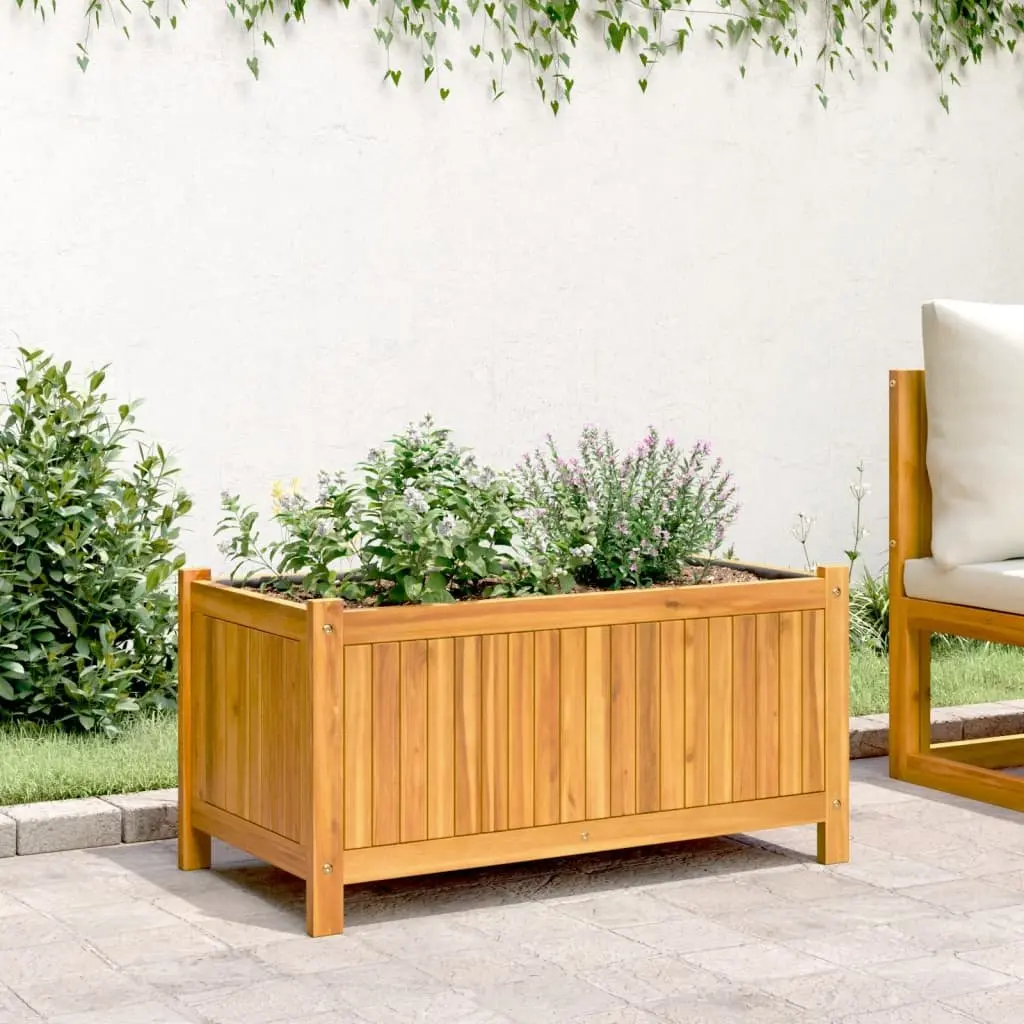 Wooden Garden Planter Box Solid Acacia Wood Outdoor Flower Pot 80x42x40 cm Brown