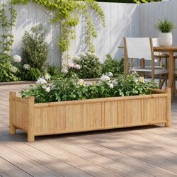 Bamboo Planter Box 100x30x25cm Raised Garden Bed Flower Pot Outdoor Balcony