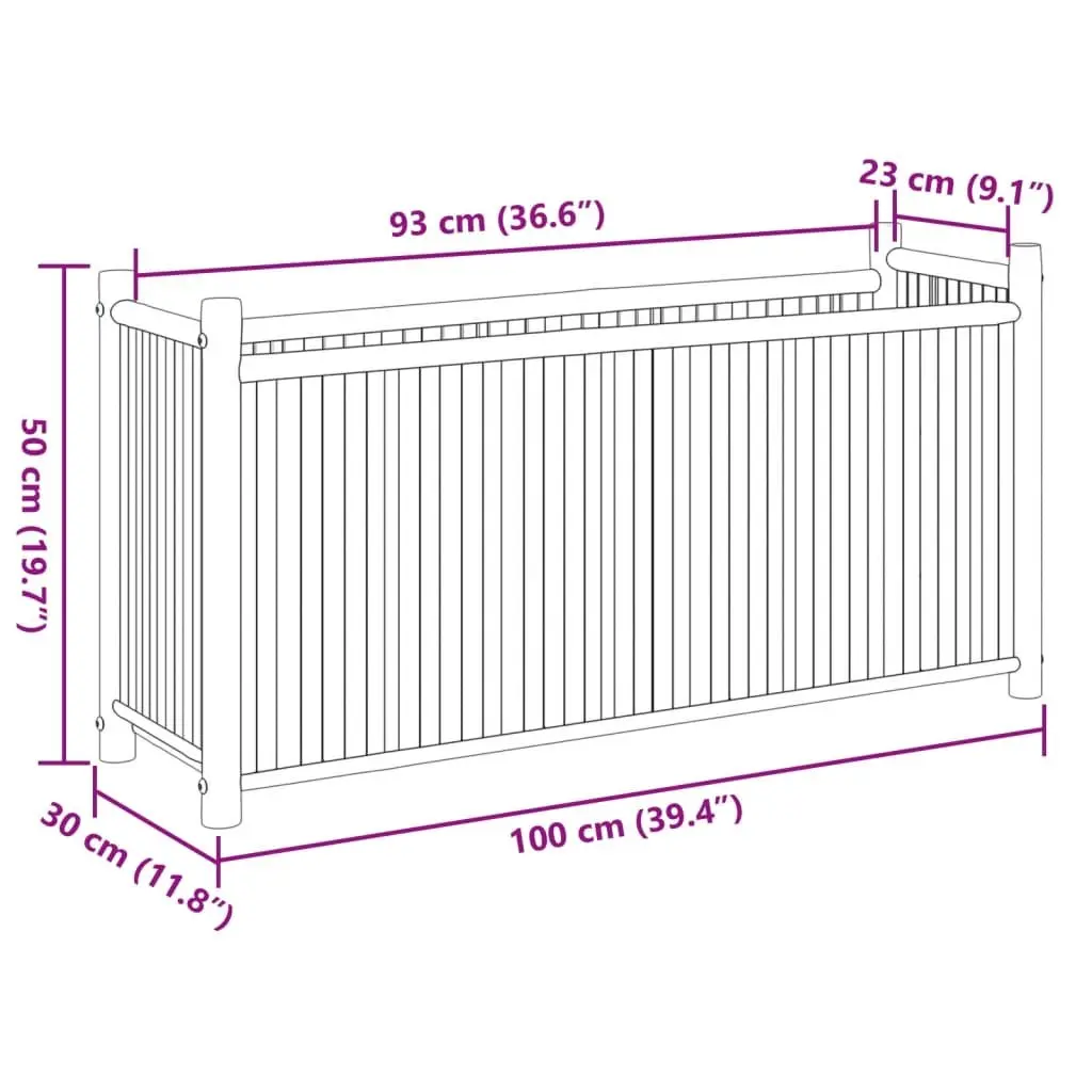 Bamboo Planter Box Raised Bed 100x30x50cm Brown Outdoor Garden Flowers Vegetables