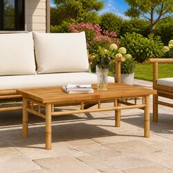 Coffee Table 90x50x35cm Bamboo Slat Design Indoor Outdoor Living Room Accent