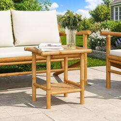 Coffee Table 45x45x45 cm Brown Bamboo Side Storage Accent Furniture Indoor