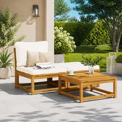 Outdoor Sectional Sofa Set 3 Piece Garden Lounge Furniture with Cushions Brown