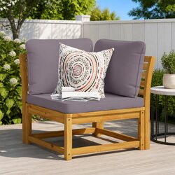 Outdoor Sectional Sofa Corner Garden Furniture Solid Wood with Cushions Brown