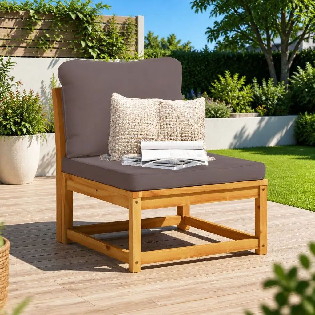 Outdoor Sectional Sofa Unit Garden Furniture Solid Wood Acacia with Cushions
