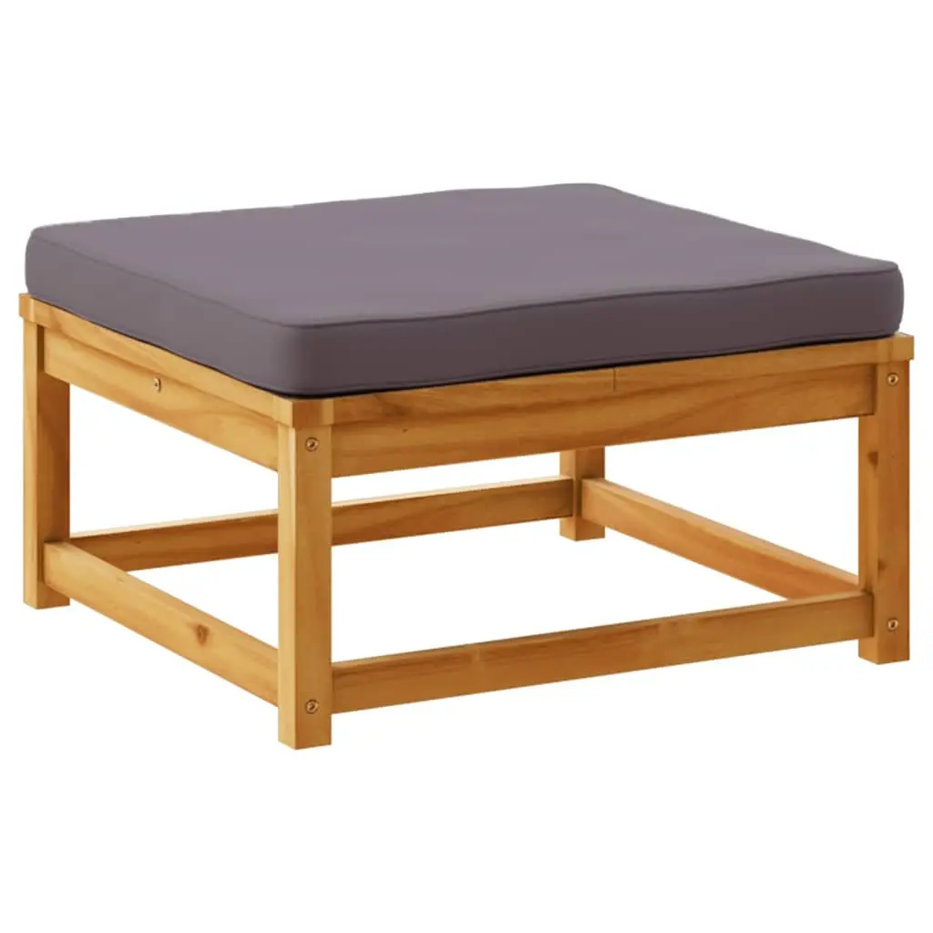 Garden Footstool Ottoman with Cushion Solid Acacia Wood Brown