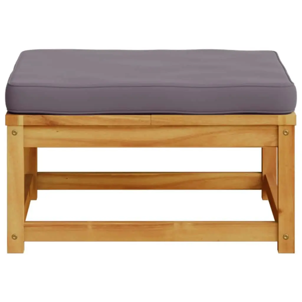 Garden Footstool Ottoman with Cushion Solid Acacia Wood Brown