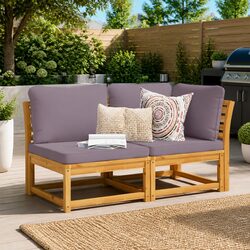 Outdoor Sectional Sofa Lounge Set Garden Patio Furniture with Cushions 2 Piece