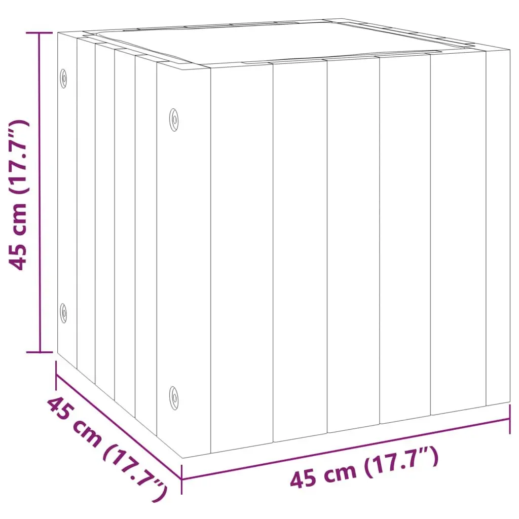 Garden Planter Box Solid Wood 45x45x45cm Brown
