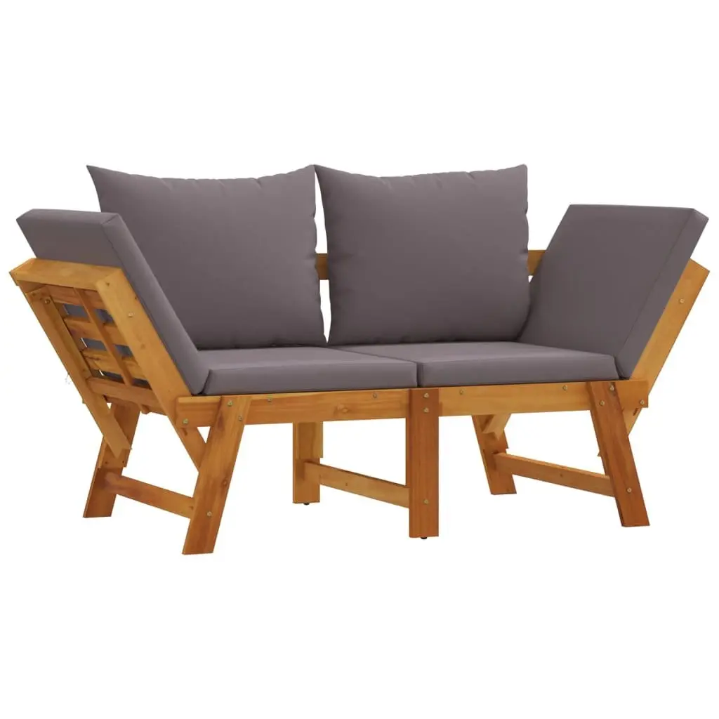 Garden Bench 2-in-1 Convertible Day Bed Solid Acacia Wood Outdoor Seat Brown