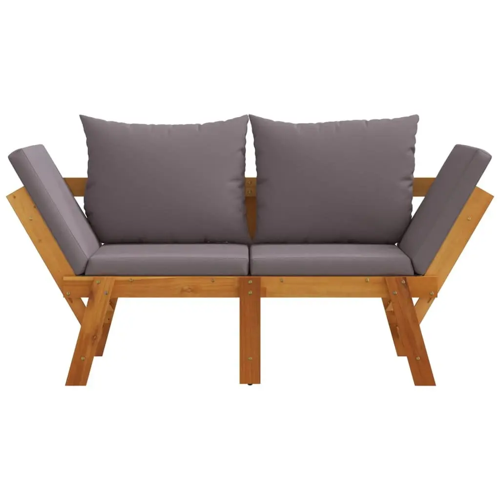 Garden Bench 2-in-1 Convertible Day Bed Solid Acacia Wood Outdoor Seat Brown