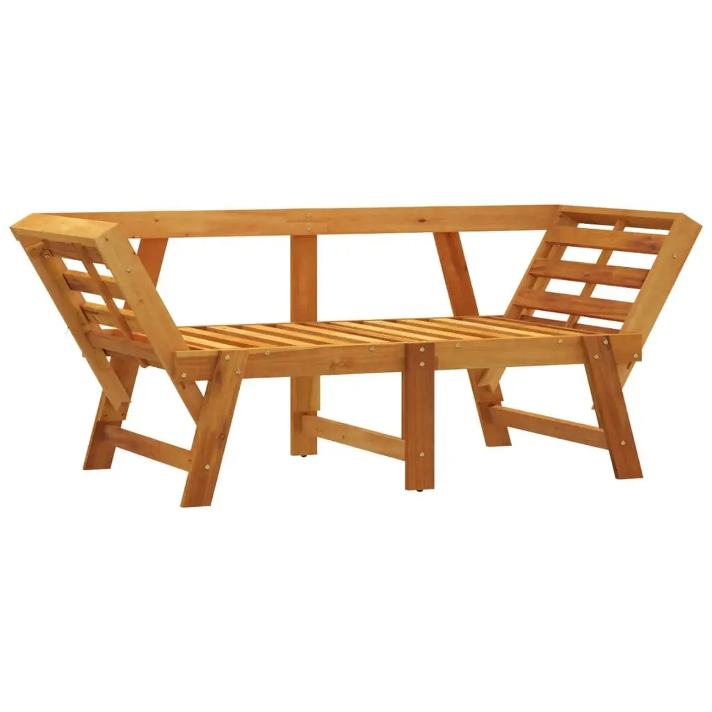 Garden Bench 2-in-1 Convertible Day Bed Solid Acacia Wood Outdoor Seat Brown