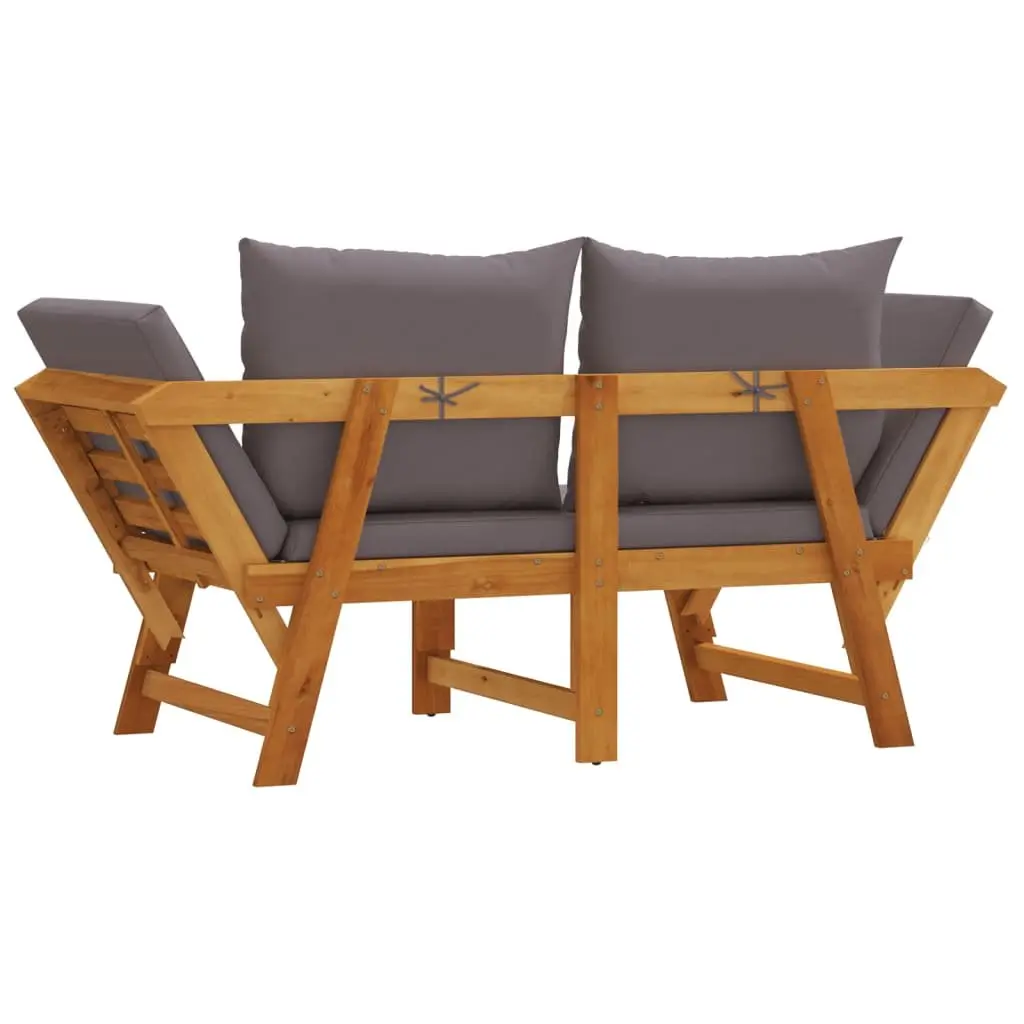 Garden Bench 2-in-1 Convertible Day Bed Solid Acacia Wood Outdoor Seat Brown