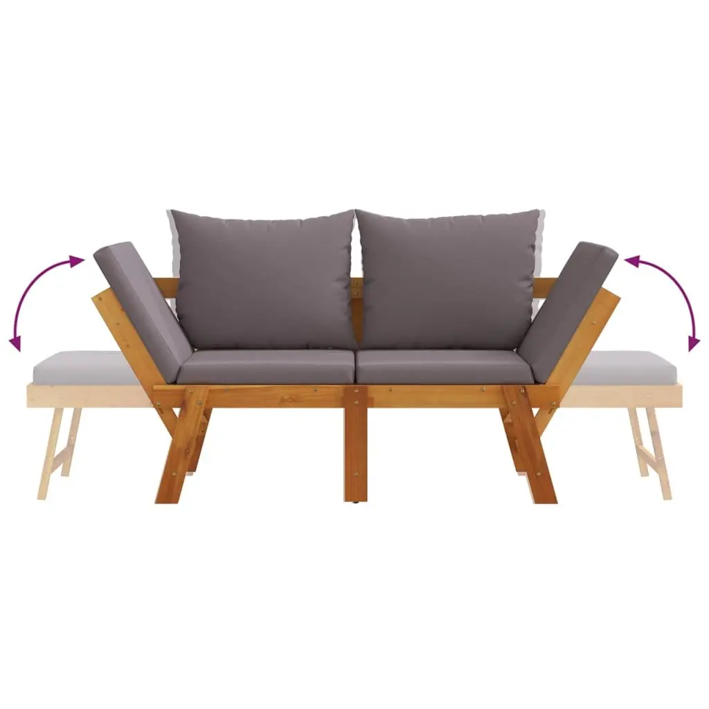 Garden Bench 2-in-1 Convertible Day Bed Solid Acacia Wood Outdoor Seat Brown