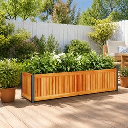 Garden Planter Box 110x30x27.5cm Wooden Raised Bed Flower Container Outdoor